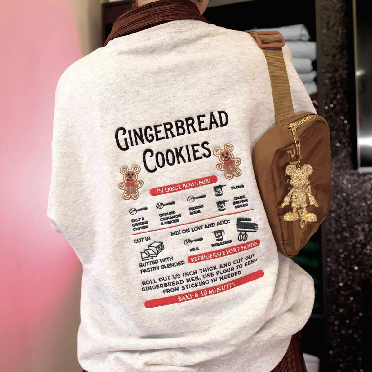 Gingerbread Recipe Embroidered Crewneck and Comfort Tees