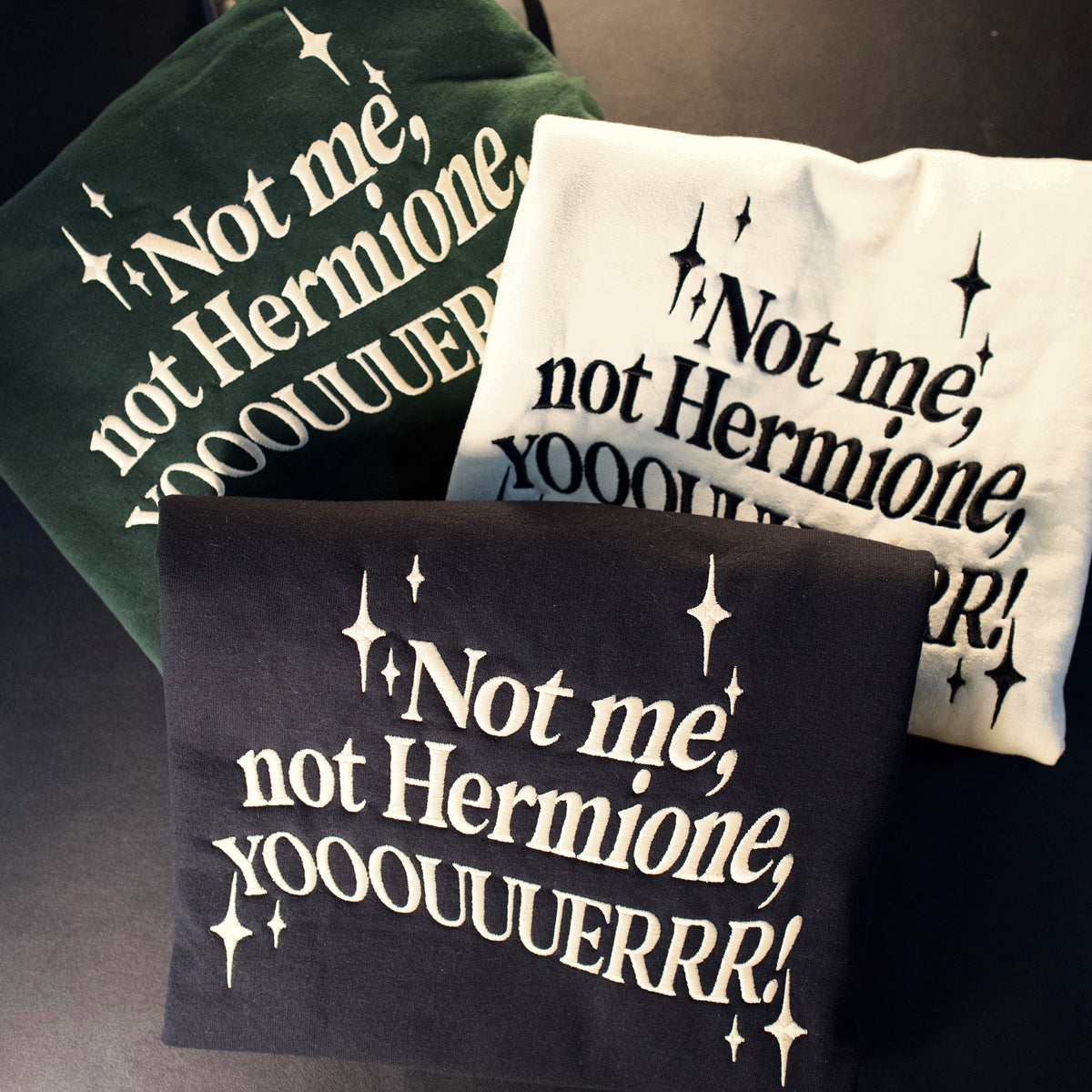 Wizard Chess Parody - Not Me, Not Hermione, You Custom Embroidered Crewneck and Comfort Tees